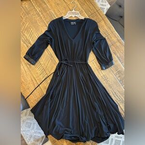 Black Pleated Midi Dress